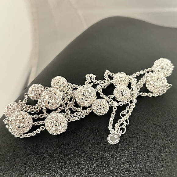 Charter Club 44” Pavé Filigree Ball Double Up Bright Silver Tone Rhinestones - Picture 6 of 9